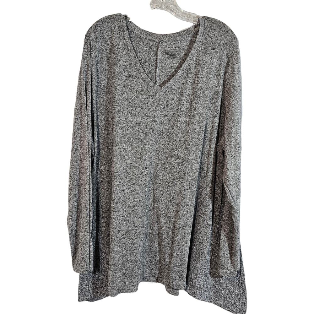 Lane Bryant 22 24w plus size lightweight sweater black gray heather relaxed fit